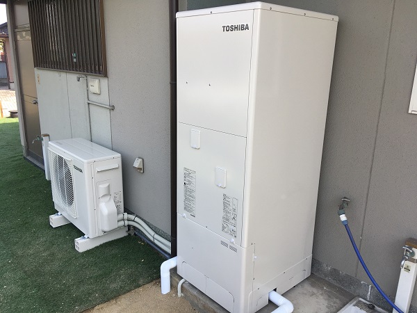 愛知県蒲郡市・Y様　お湯の勢いが弱い電気温水器からエコキュートへの交換 (1)