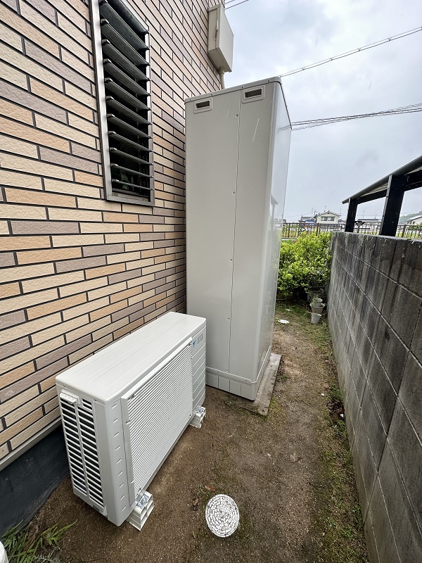 岡山県浅口郡里庄町・O様邸　水漏れがするエコキュートを新しくお買い換え (1)